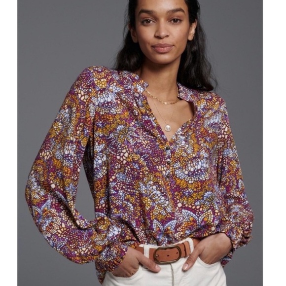 By Anthropologie Tops - Maeve by Anthropologie Colette Peasant Blouse Large